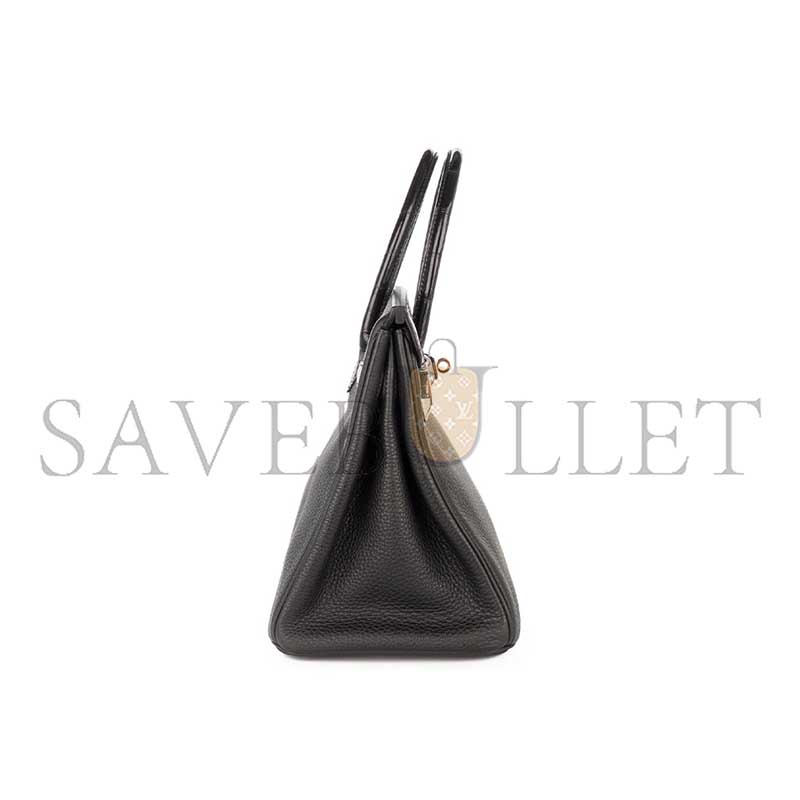 HERMÈS MASTER BIRKIN 30 TOUCH NOIR  BLACK SHINY CROCODILE NILOTICUS TOGO ROSE GOLD HARDWARE (30*23*15cm)